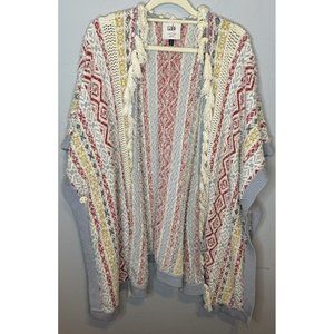 CAbi #5001 Siesta Poncho Fringe Sweater Cardigan XS/Small Colorful